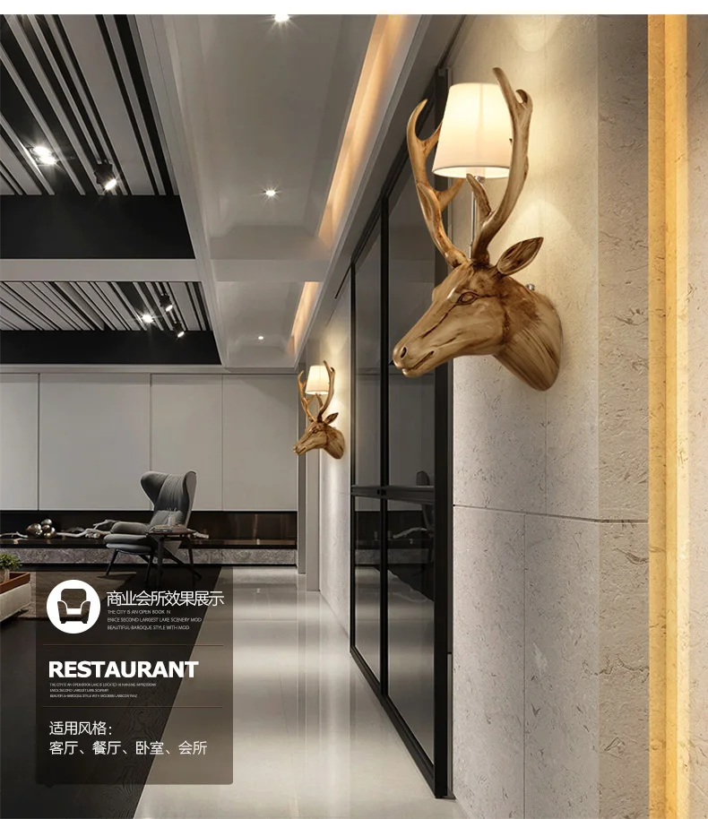 Настенные светильники с оленем и рогами белые черные искусственные для дома