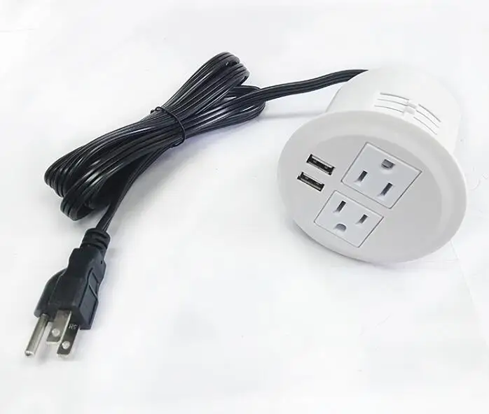 Белый Настольные розетки с втулкой с usb-портом, скрытая розетка с силовой полосой, крепление на столешницу, несколько розеток, 2 вилки для чтения - Цвет: Белый
