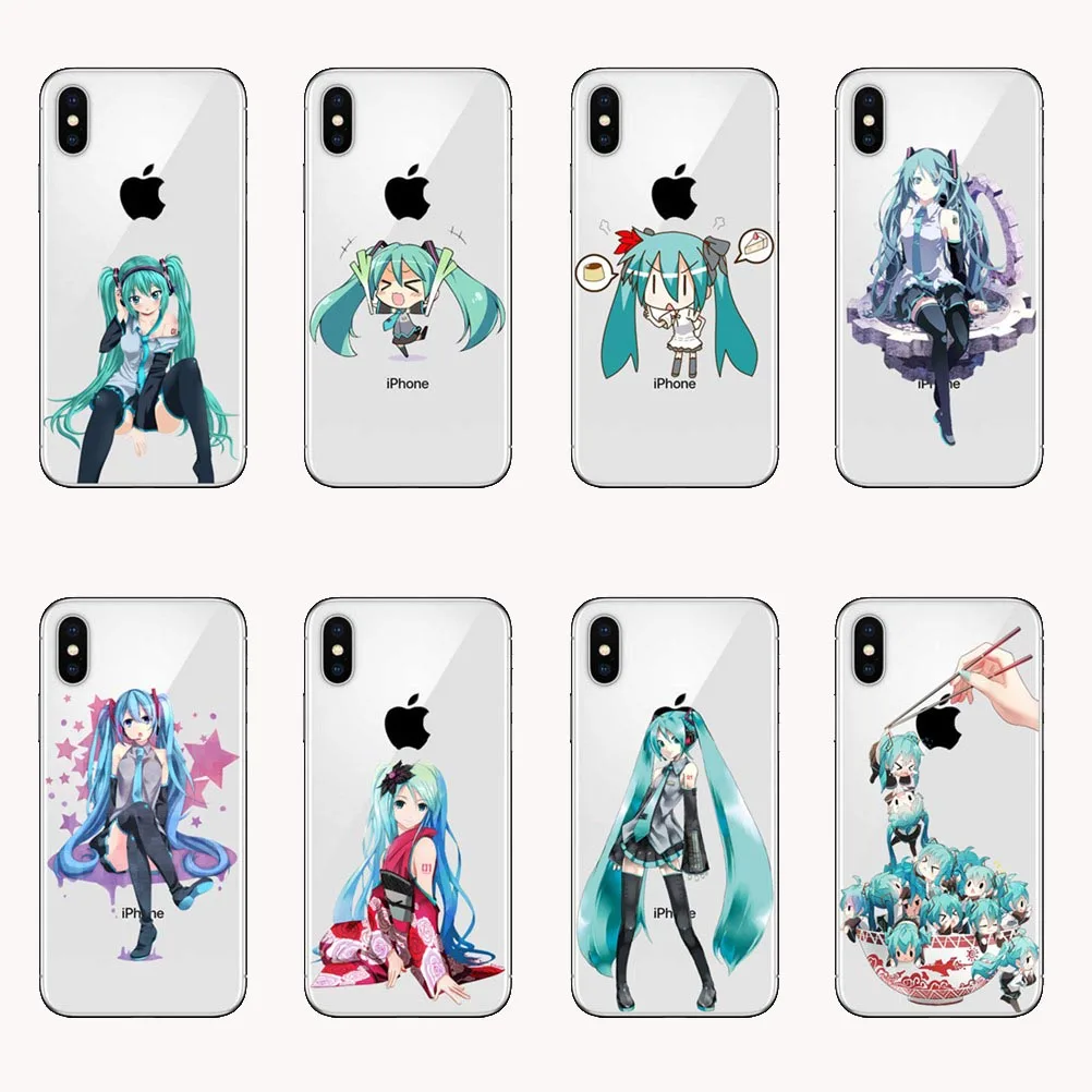 Anime Girl Hatsune Miku cell Phone Cover coque for iPhone Xr 8 7 6 5 5s SE 6S Plus XR XS MAX Soft silicone |