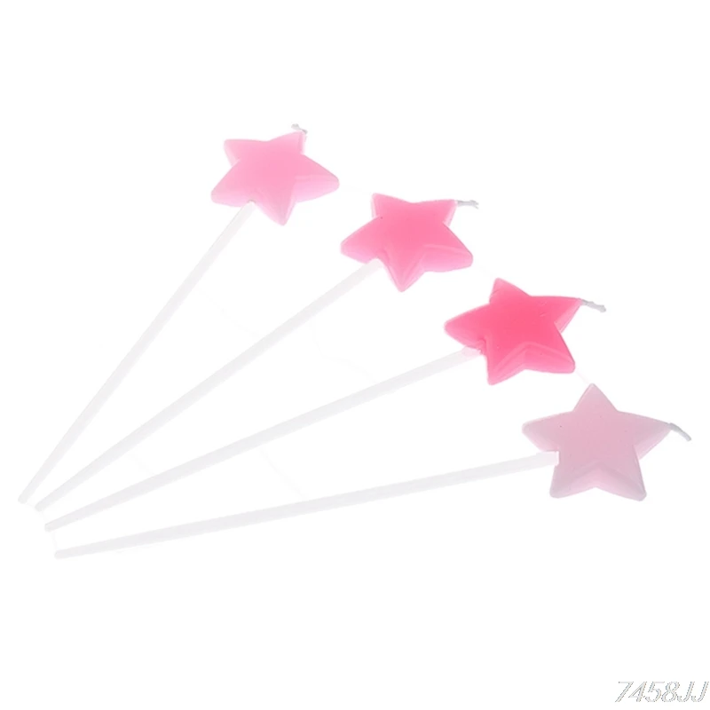 4 шт. свечи на день рождения в виде сердца/звезды дизайнерские палочки для торта