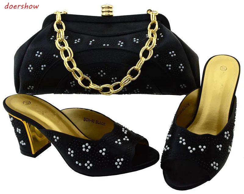 

doershow Women Shoes and Bag Set In Italy Italian Shoes and Bag Set Decorated with Rhinestone Women Shoes and Bag Set BCH1-62
