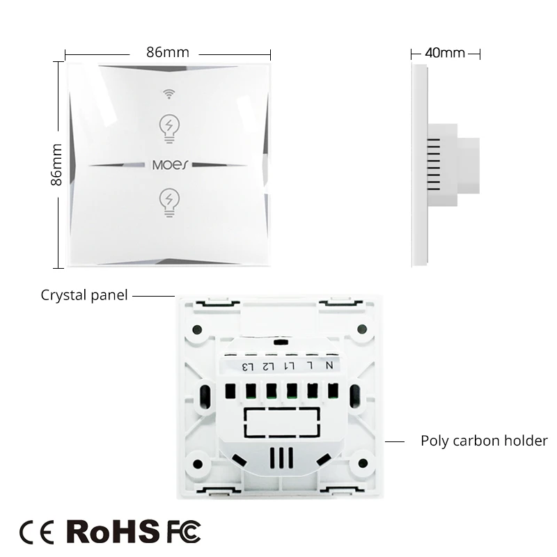 Wifi умный настенный выключатель стеклянная панель ЕС 2 банды мобильное приложение