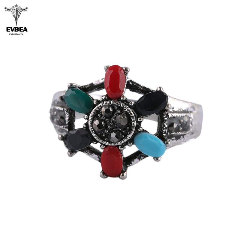 EVBEA роскошное серебряное широкое кольцо женские кольца с цветком и модное