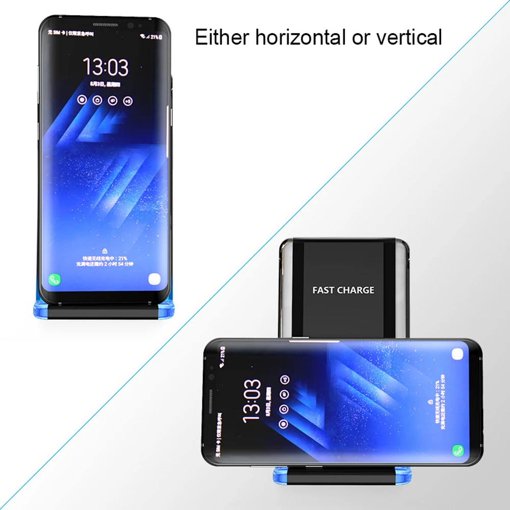 Светодиодная быстрая Беспроводная зарядная подставка QI док станция для IPhone X XR XS