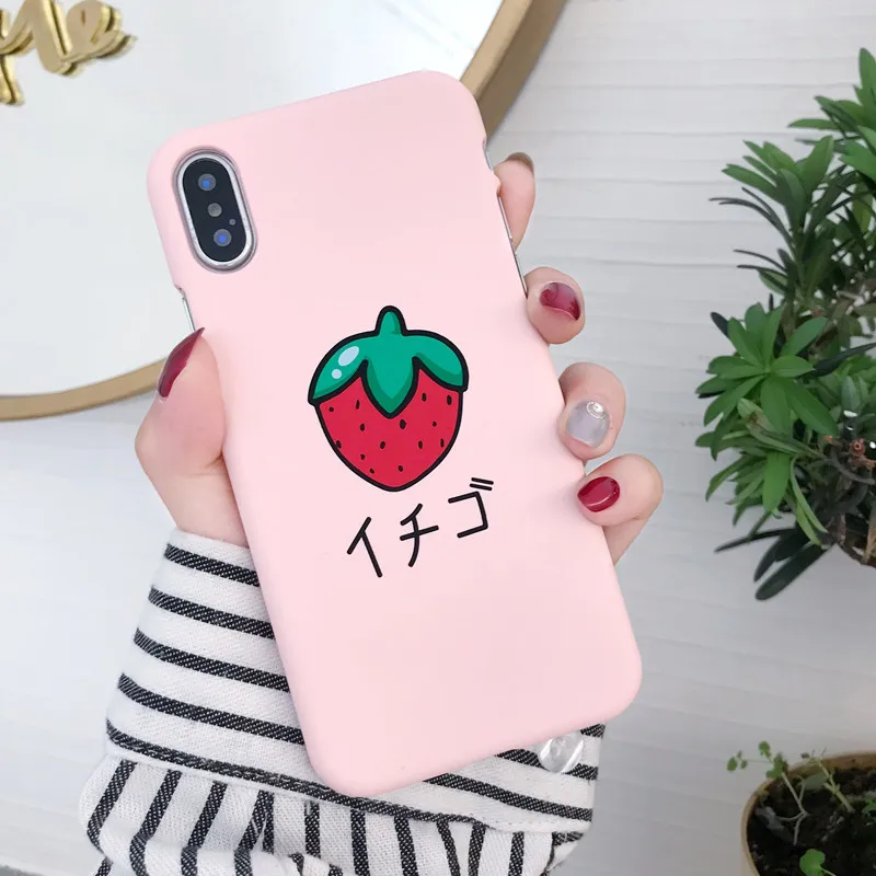 Coque for iPhone X Cartoon Strawberry Slim Phone Case on For 7 7Plus 6 6s 8 Plus Korean Style Cover Fundas |