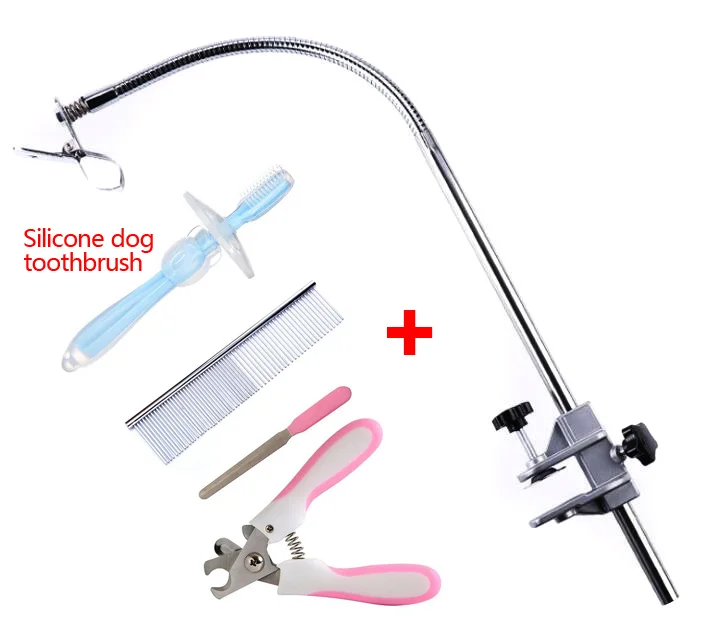 1PCS and Accessories Полка для ухода за собаками, для купания домашних животных, красивые Фены для волос, монтажный кронштейн с зажимом, металлический шланг с регулировкой на 360 градусов, кронштейн из нержавеющей стали - Цвет: 1PCS and Accessories