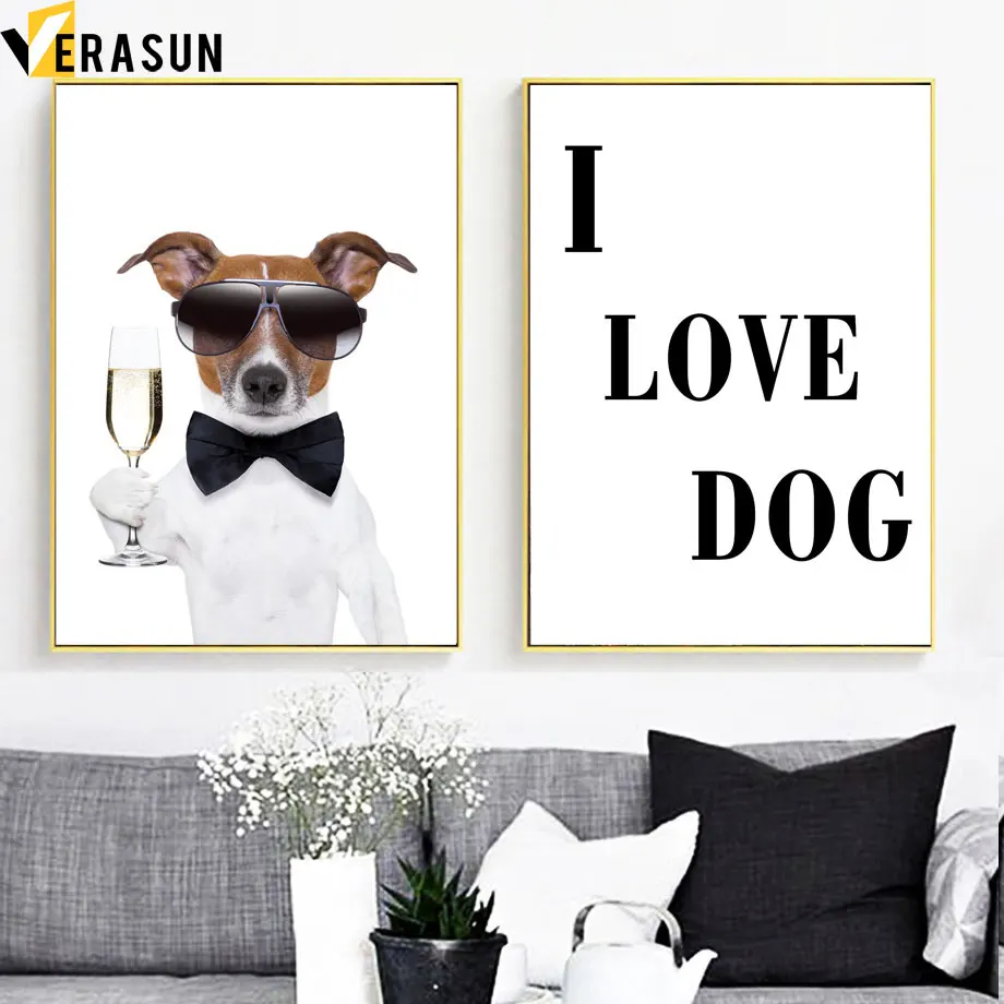 Кожаная сумка I Love Dog цвета шампанского для попкорна настенная живопись на холсте