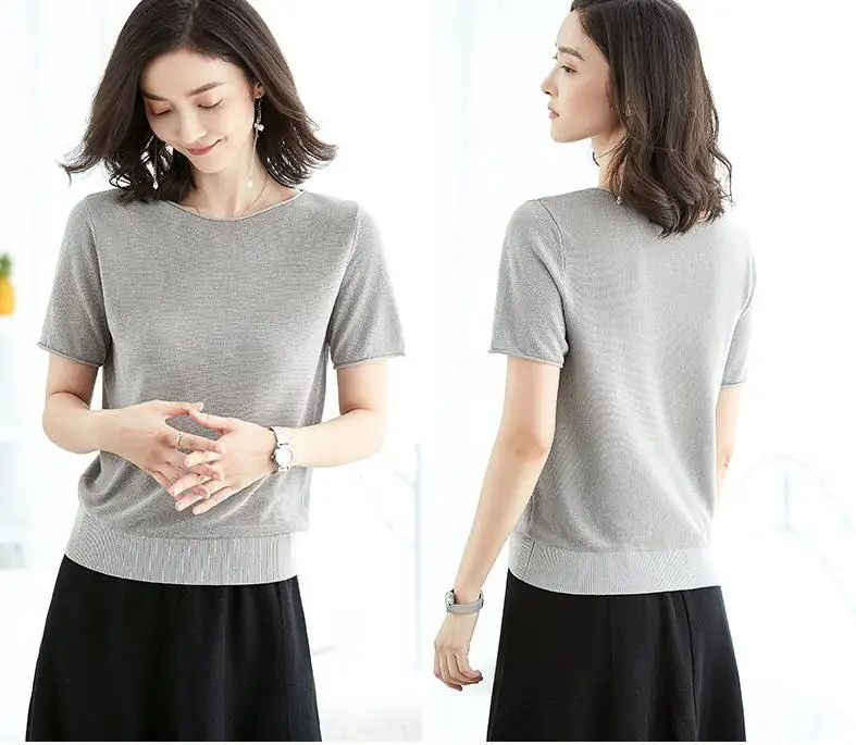 Suvance Summer Office Lady Knitted 4 Solid Color Sweater Fashion O Neck Bawting Sleeve Loose Thin Women Pullover | Женская одежда