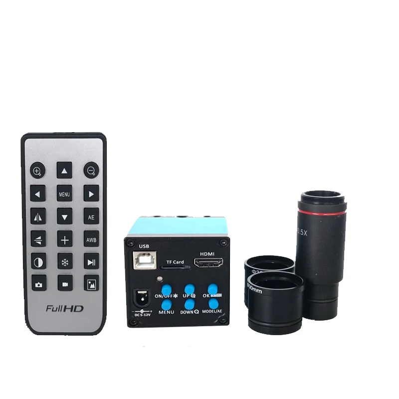 

20MP 1080P HDMI Industrial Video USB Microscope Camera +130X C-Mount lens+0.5X adapter for smartphone PCB Repair microscopio