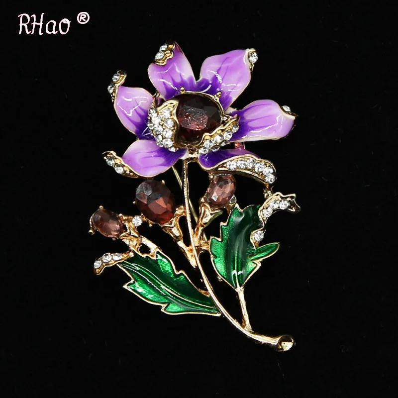 Enamel Sun Flower Crystal Brooches Rhinestone Brooch Pin Fashion Jewelry Coat Dress Corsage Bijouterie Broches Gift | Украшения и