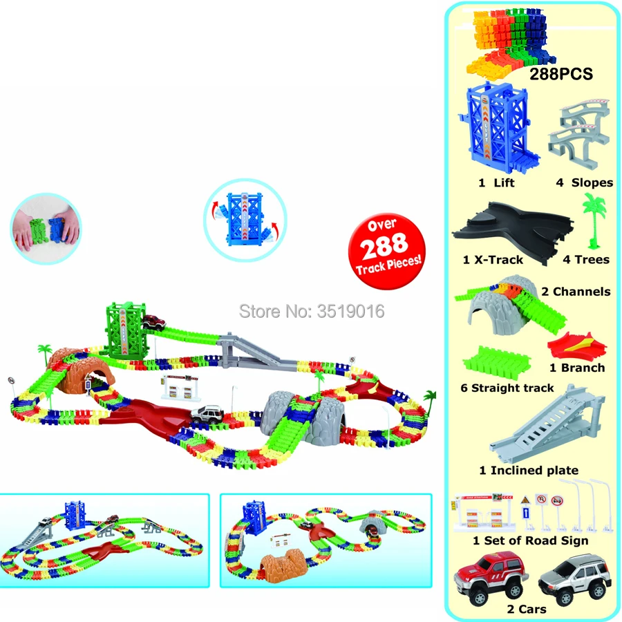 Большой роскошный игровой набор Create a Road Bend Flexile Track из 216 288 предметов с