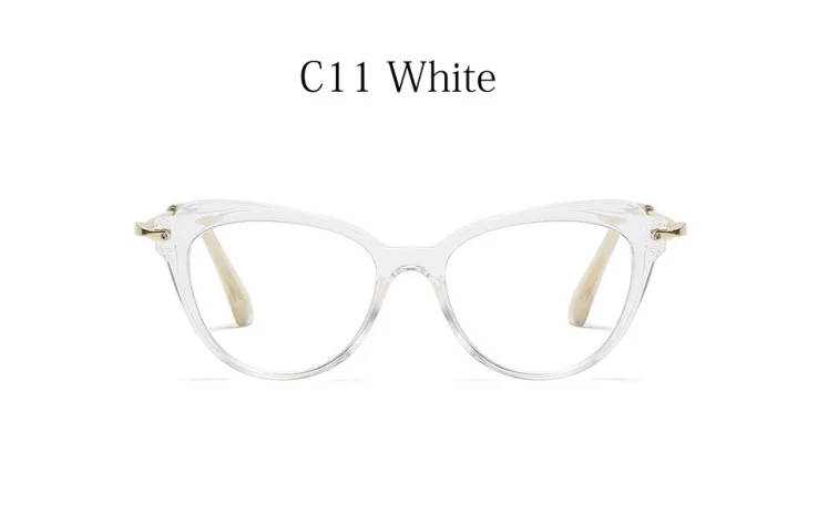 C11 White Кошачий глаз очки Женские Модные оптические очки оправа металлические прозрачные очки компьютерные очки прозрачные линзы очки - Цвет оправы: C11 White