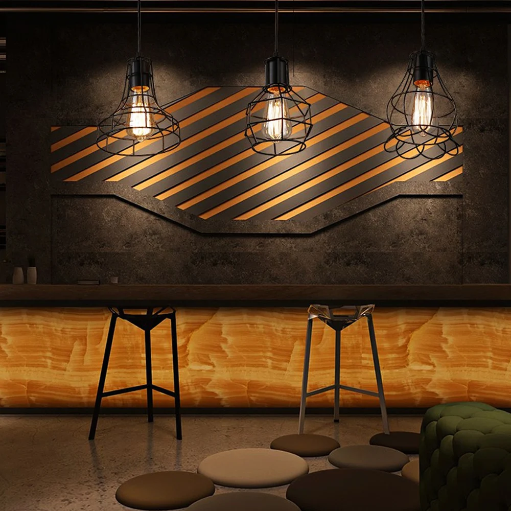 9 видов стилей современный подвесной светильник с железной клеткой в стиле ретро