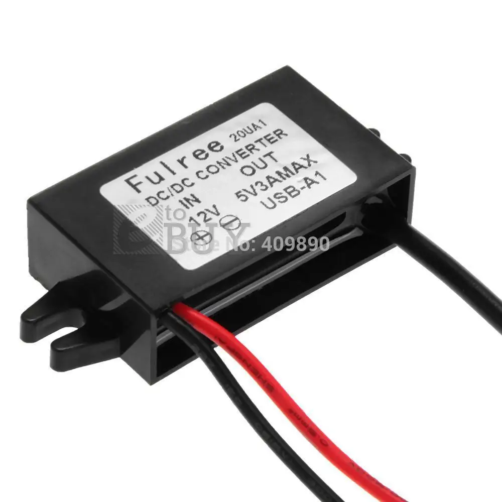 50 шт./лот водонепроницаемый понижающий преобразователь напряжения с USB DC 12V на 5V 3A