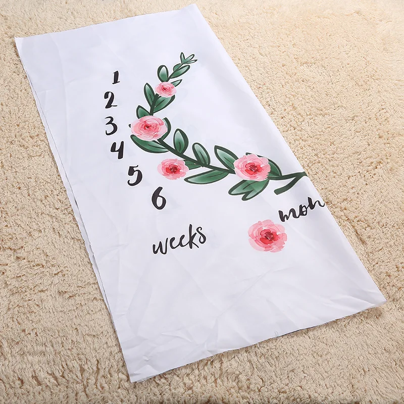 

Baby Milestone Blanket Newborn Swaddle Stroller Bedding Wrap Photo Background Monthly Growth Number Photography Props 100X100CM