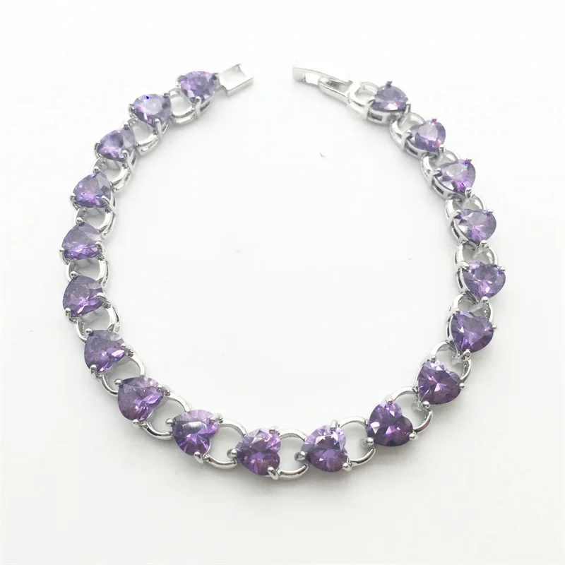 

2017 фиолетовый Кристальный браслет в виде сердца, Модный женский браслет, брендовый позолоченный браслет из белого золота, ювелирные издели...