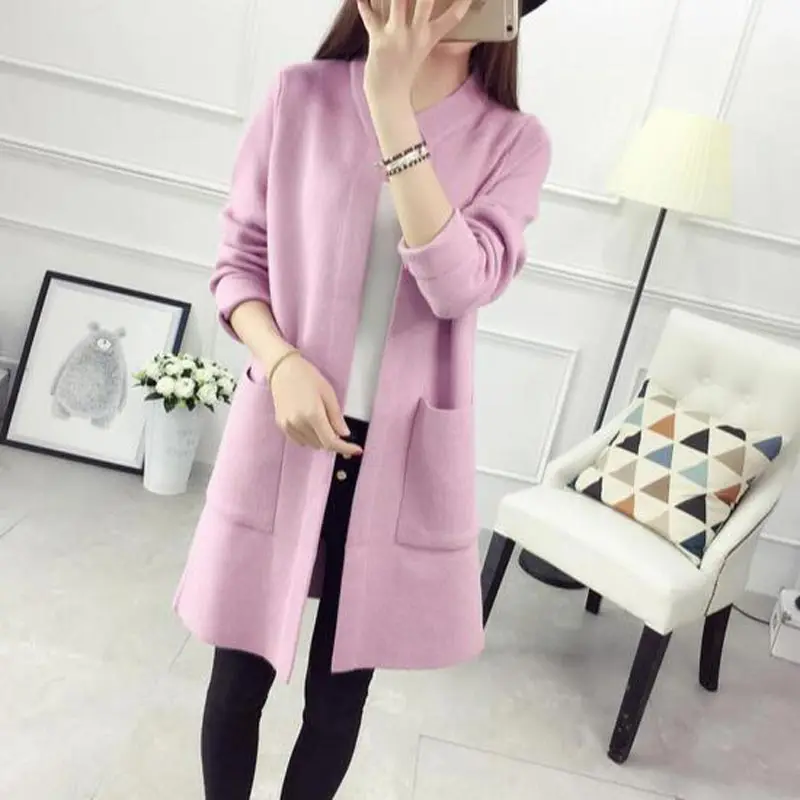 Новинка 2017 Модный женский свитер кардиганы длинный рукав весна свободное