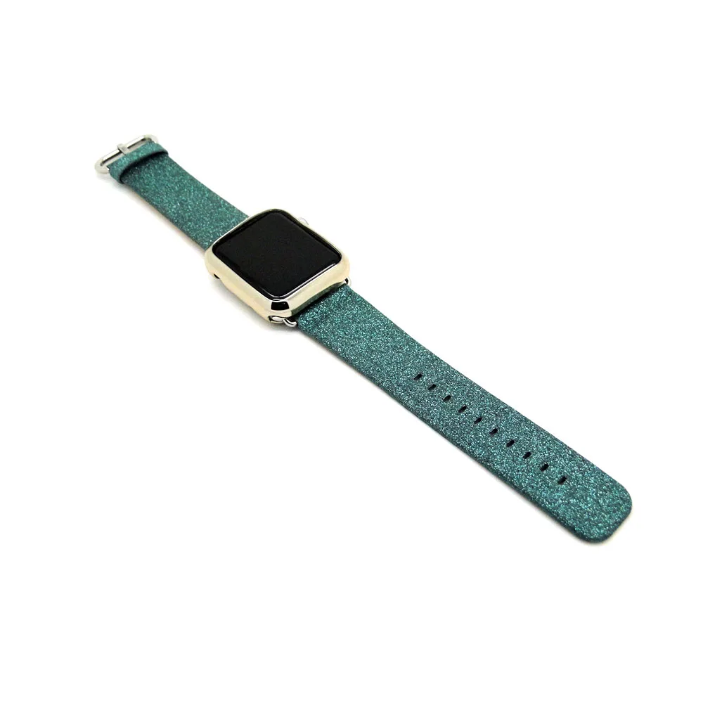 Green Цветной Блестящий ремешок из искусственной кожи для Apple Watch 38 мм 42 мм браслет для iWatch серии 3 2 1 ремешок для часов Браслет w адаптеры - Цвет ремешка: Green