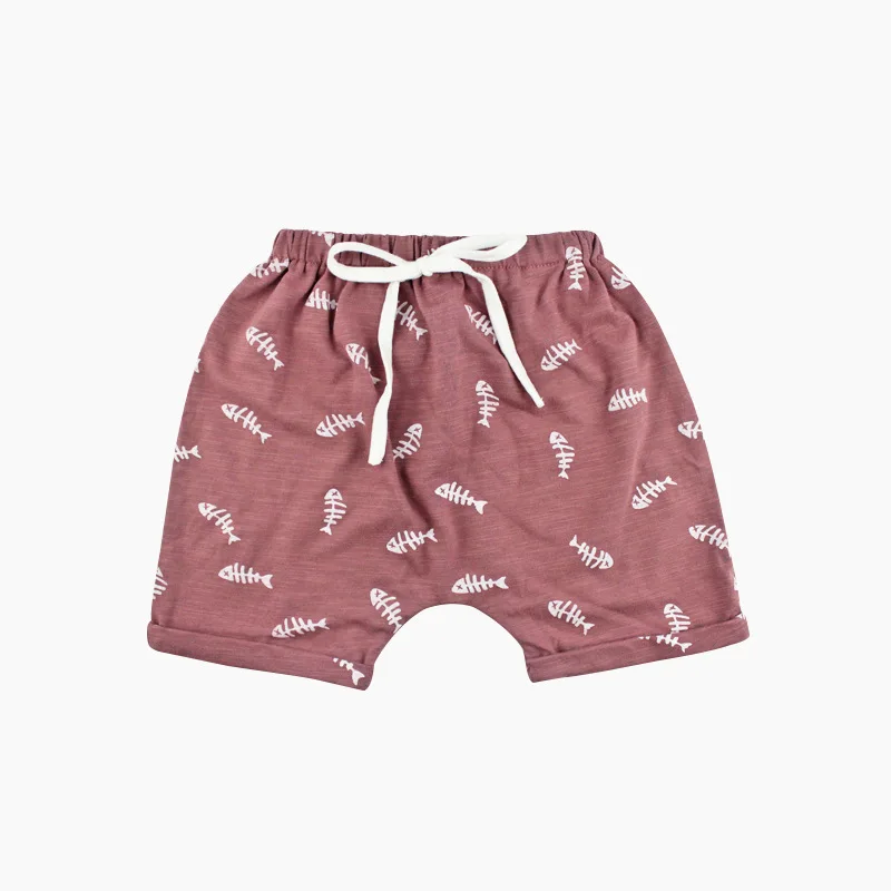 Dark pink Новые летние детские хлопковые шорты для мальчиков и девочек модные детские шорты с принтом рыбьей кости для детей, милые подарки высокого качества, CN - Цвет: Dark pink