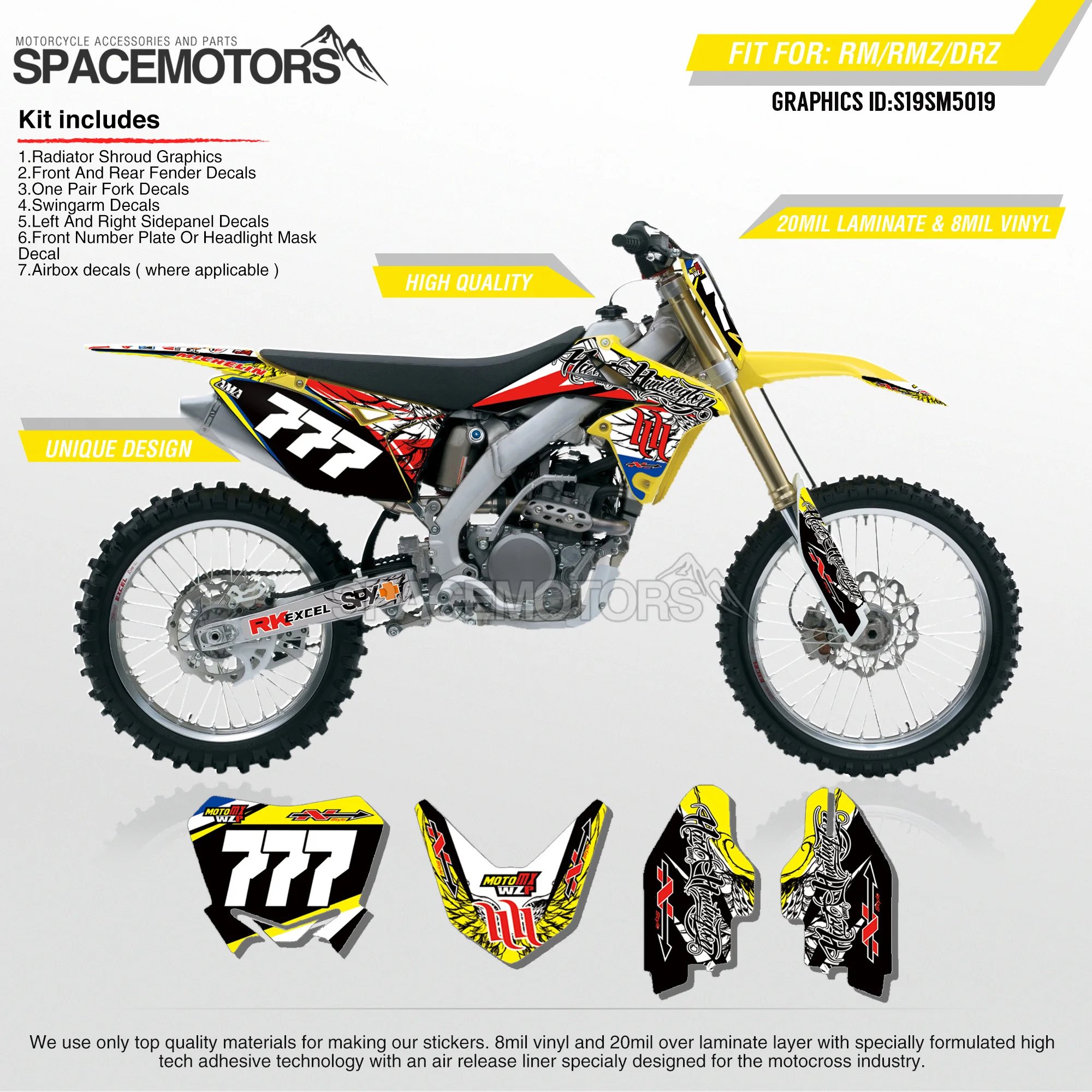 Графические фоны для SUZUKI RMZ250 04 18 RMZ450 08 17 RM125/250 03 019|Наклейки и стикеры| |