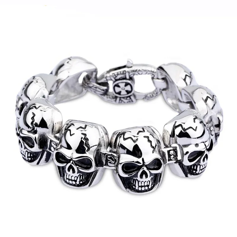 

New Punk Bracelet Hot Skeleton Buddha Pearl Energy Volcanic Bracelet