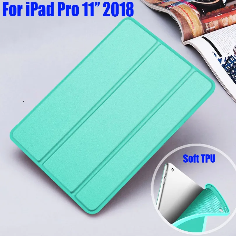 Для iPad Pro 11 2018 чехол из искусственной кожи ТПУ силиконовый тонкий легкий вес умный