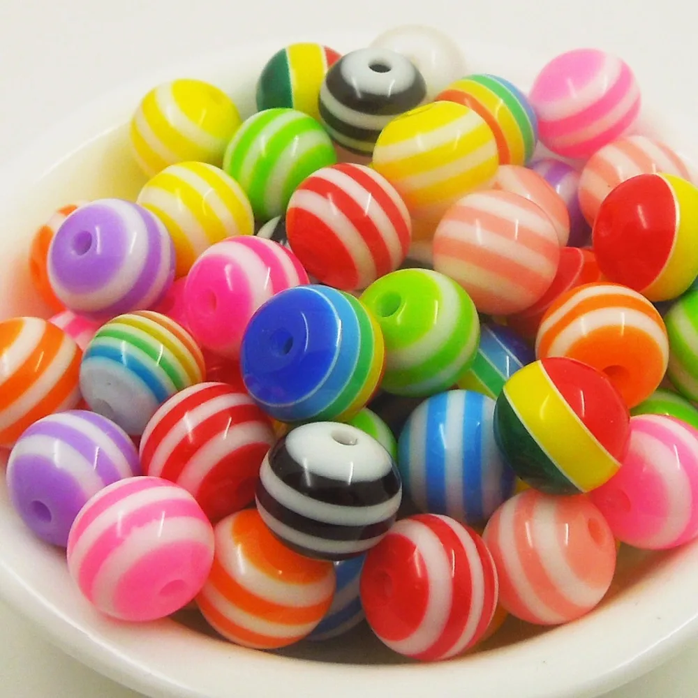 

10mm 30pcs Resin diy beads stripe spacer colors Stripe 10mm Dia,30PCs for Making necklace bracelet diy craft , for kid gift