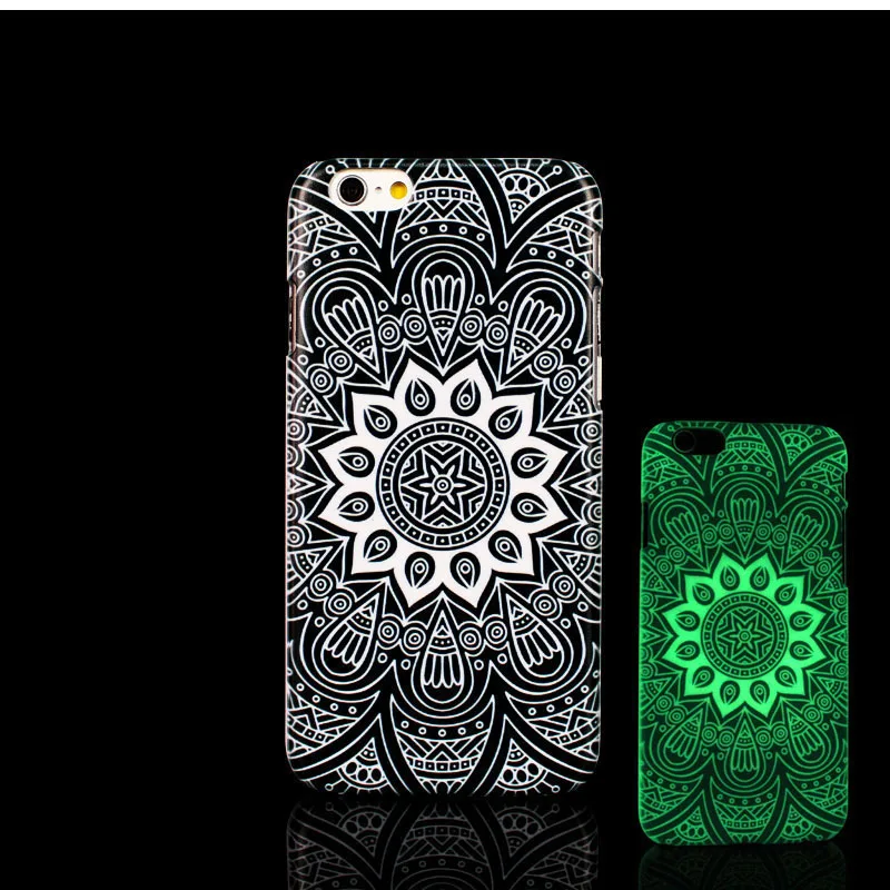 Black Aztec Mandala Pattern Glow in the dark Case for iPhone 6 6s Cover |