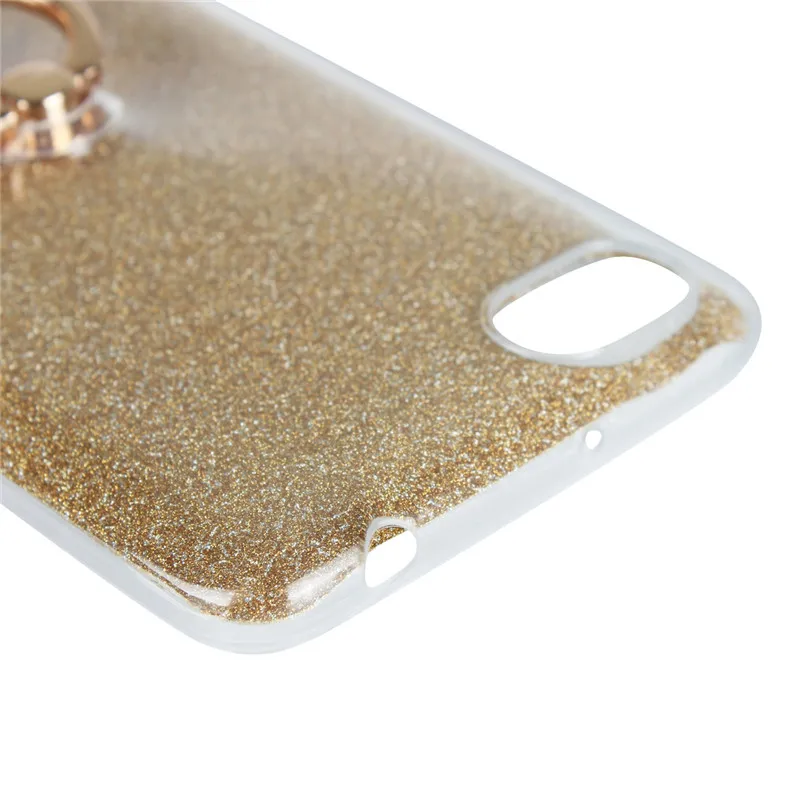 Xiaomi Redmi 6A Case Cover Bling Glitter TPU Phone Silicone Soft Finger Ring Bracket Back Bumper |