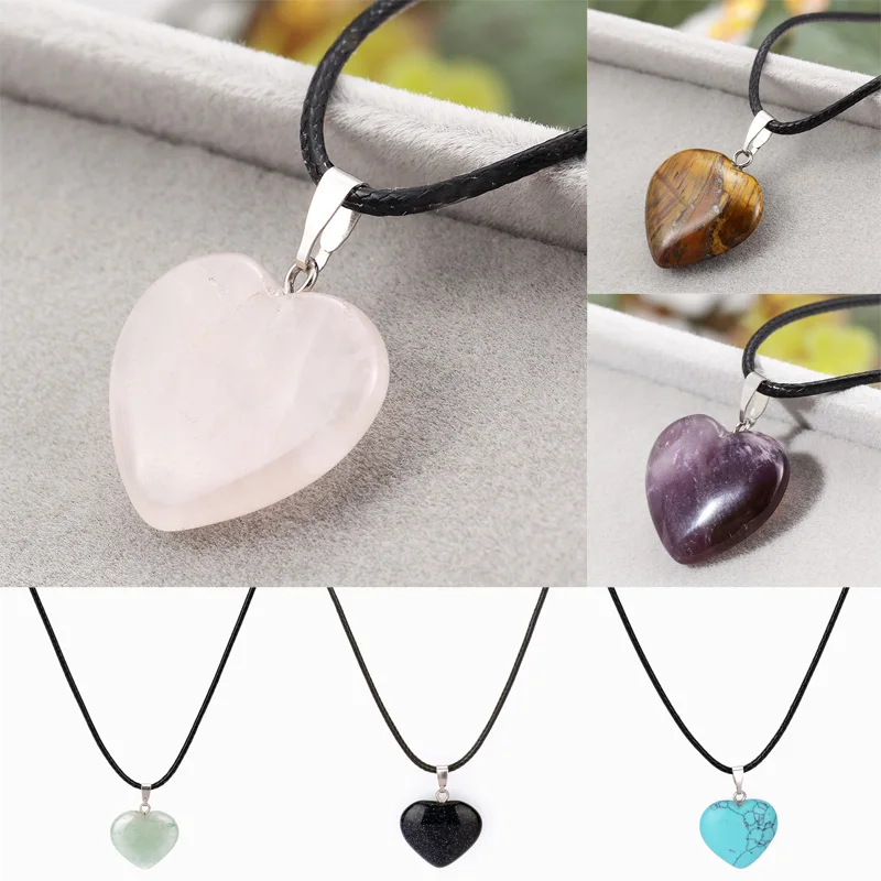 Кулон в виде сердца драгоценное украшение из природного камня подвеска с