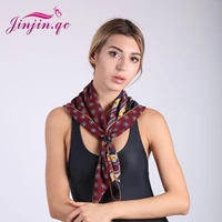 jinjin qc 2019 new silk square scarf brand satin scarves polyester 7070 hijab colors bufandas mujer horse echarpe foulard