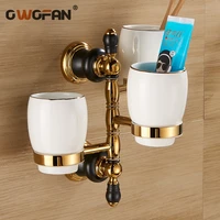 luxury gold bathroom three cup holders adjustable porcelain wall mounted toothbrush cup holder bathroom accessories xl66836