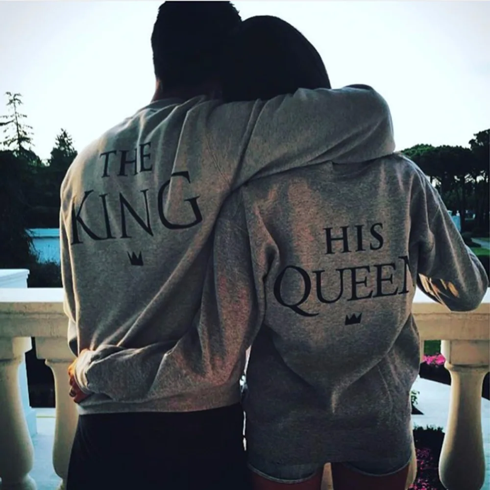 Футболка KLV King & Queen с буквенным принтом для пар серый пуловер светильник