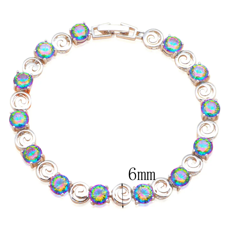 Женский серебристый браслет со вставками из мистического циркония TB892A |