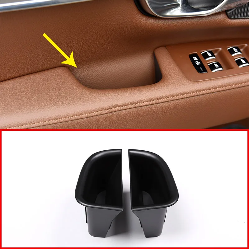 

2Pcs for Volvo S90 V90 Door Handle Storage Box Container Holder Tray ABS Black Car Interior Accessories