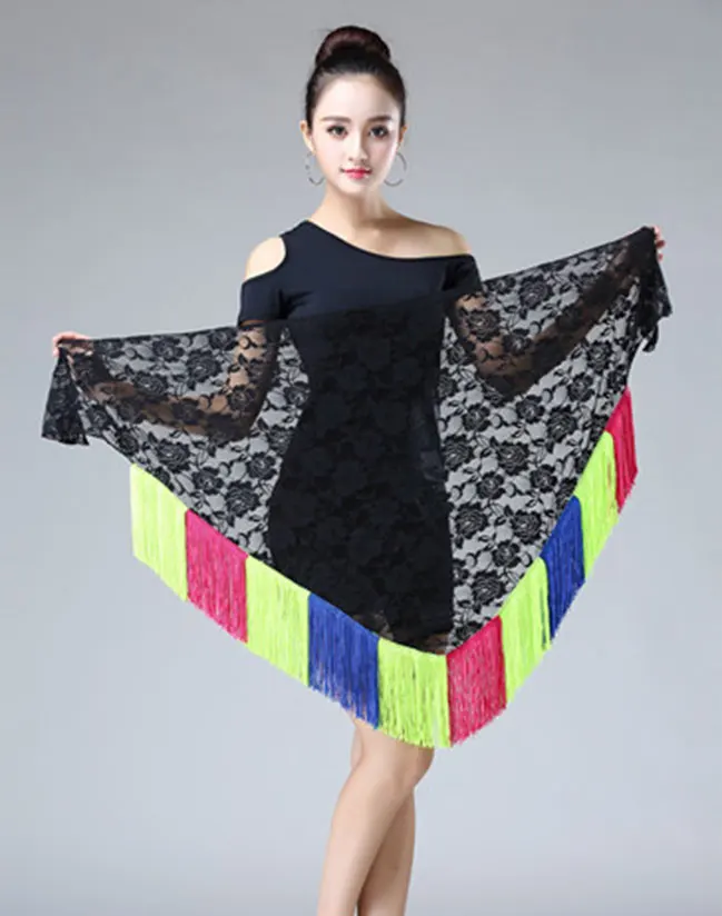 Black Multicolor Blley Hips шарф, кружевная шаль, треугольное полотенце для хип-хопа, латинский танец, кисточка, набедренный шарф с бахромой, талия, танец живота, треугольный бандаж для хип-хопа - Цвет: Black Multicolor
