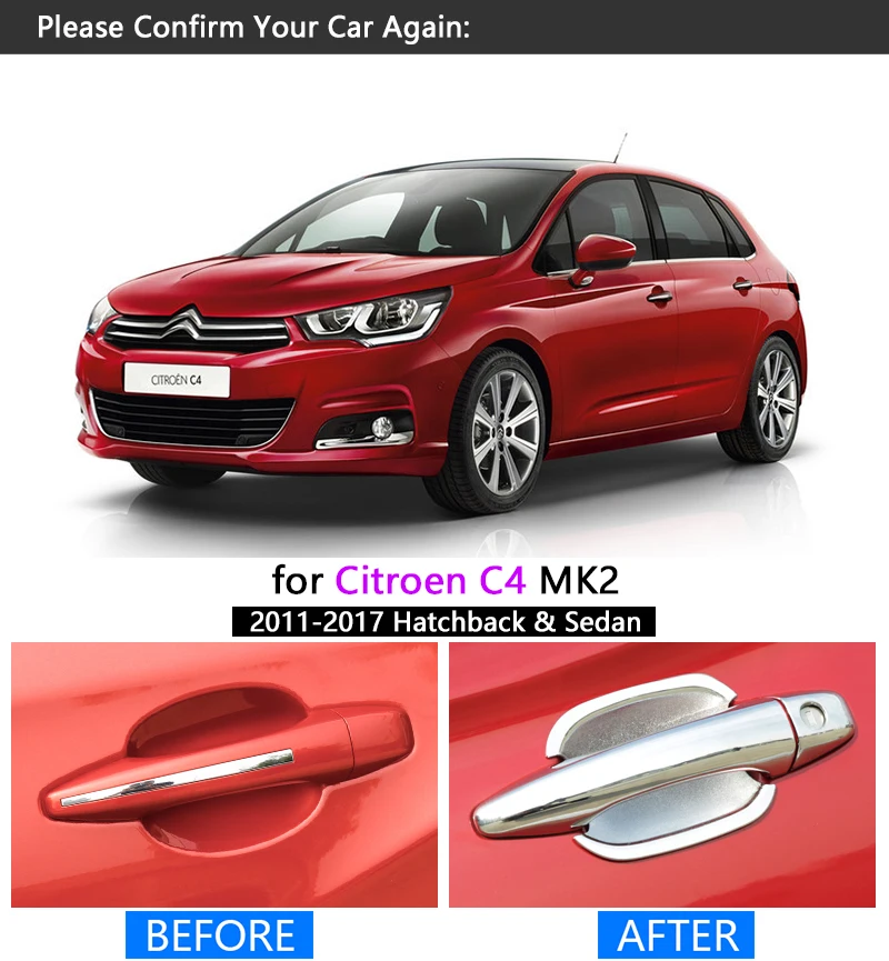 Хромированная накладка на дверную ручку для Citroen C4 MK2 2011 2017 набор отделки C4L 2012 2013