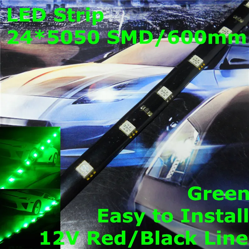 

Светодиодная мягкая лента для автомобиля, 12 В, 600 мм, зеленый цвет (24*5050 SMD)