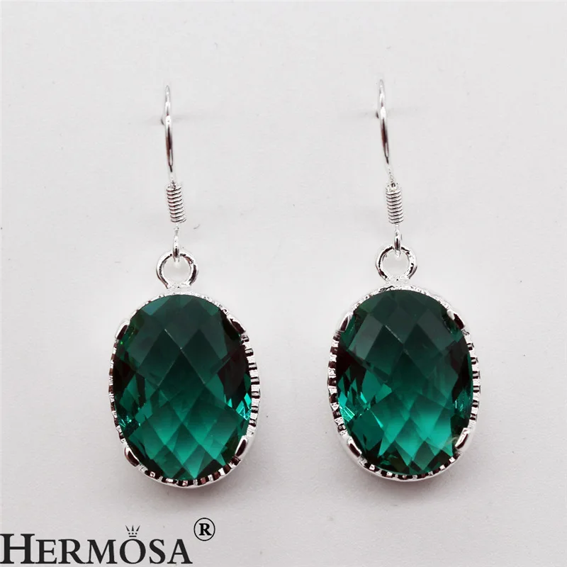 Hermosa GreenTopaz модные ювелирные изделия Солнечный Овальный Ювелирные изделия 925 стерлингового серебра серьги для женщин