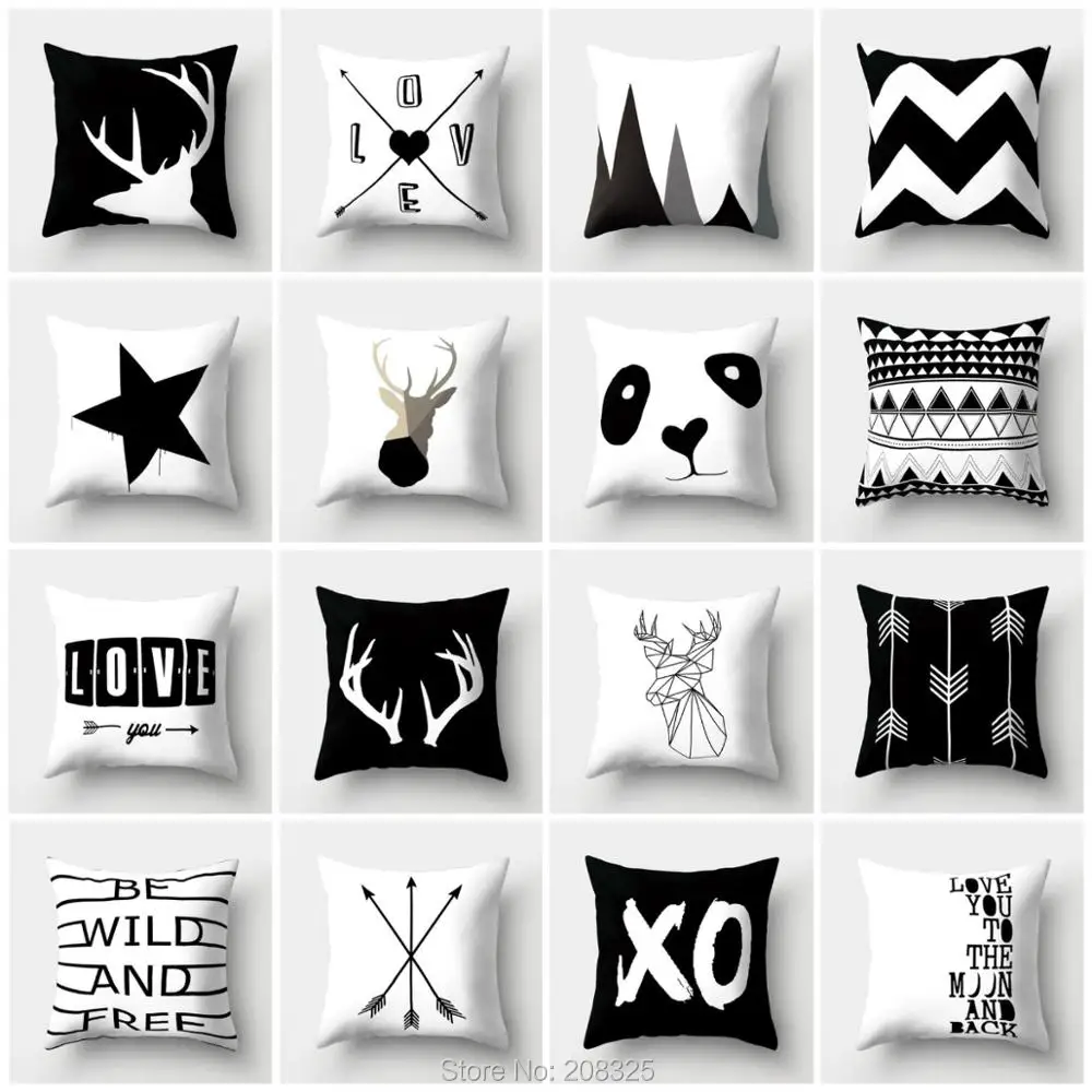 

ZENGIA Nordic Geometric Cushion Cover Black Deer Pillow Cover Sofa Decorative Throw Pillows Decoration Home scandinavian Pillow