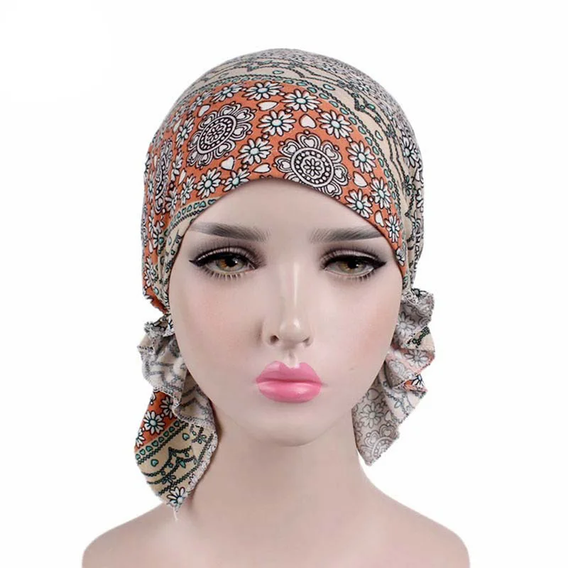 Дамский тюрбан в богемном стиле кепка Женская мусульманская Hijabs шапка шарф