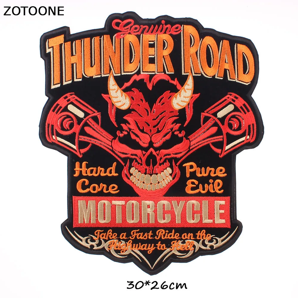 ZOTOONE Cool Red Thunder Road нашивки железная вышивка на одежде Большой Череп нашивки в живую, чтобы кататься на заказ патч аппликация «сделай сам» E
