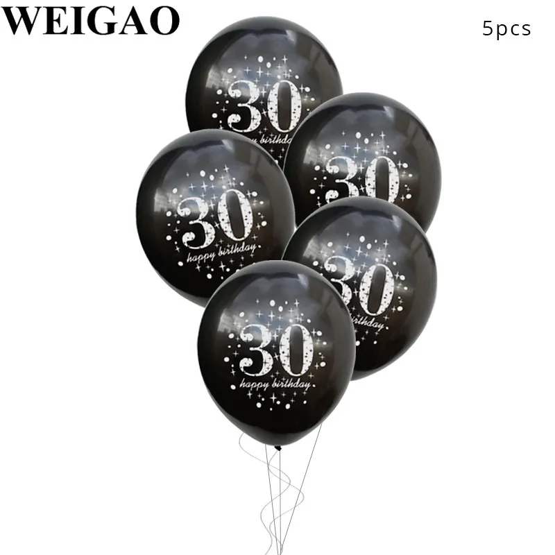 WEIGAO 30/40/50/60th латексные шары для взрослых Декор ко дню рождения конфетти воздушные шары Юбилей День рождения украшения 30 лет воздушные шары - Цвет: 30 black