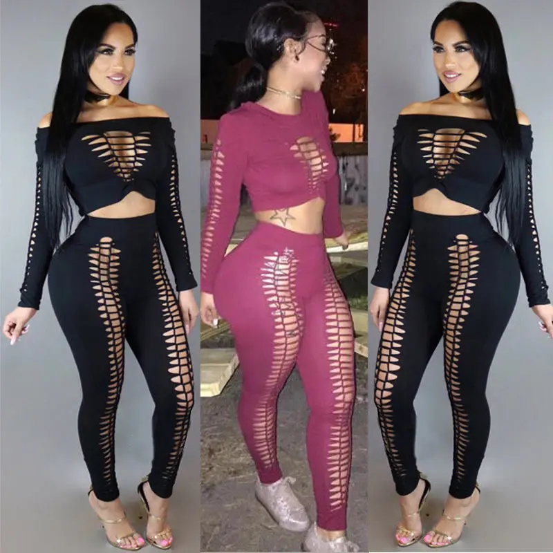 

ITFABS Newest Arrivals Fashion New Women Stylish Hollow Out Casual Suit Ladies Clubwear Hollow Playsuit Bodycon Party Jumpsuit