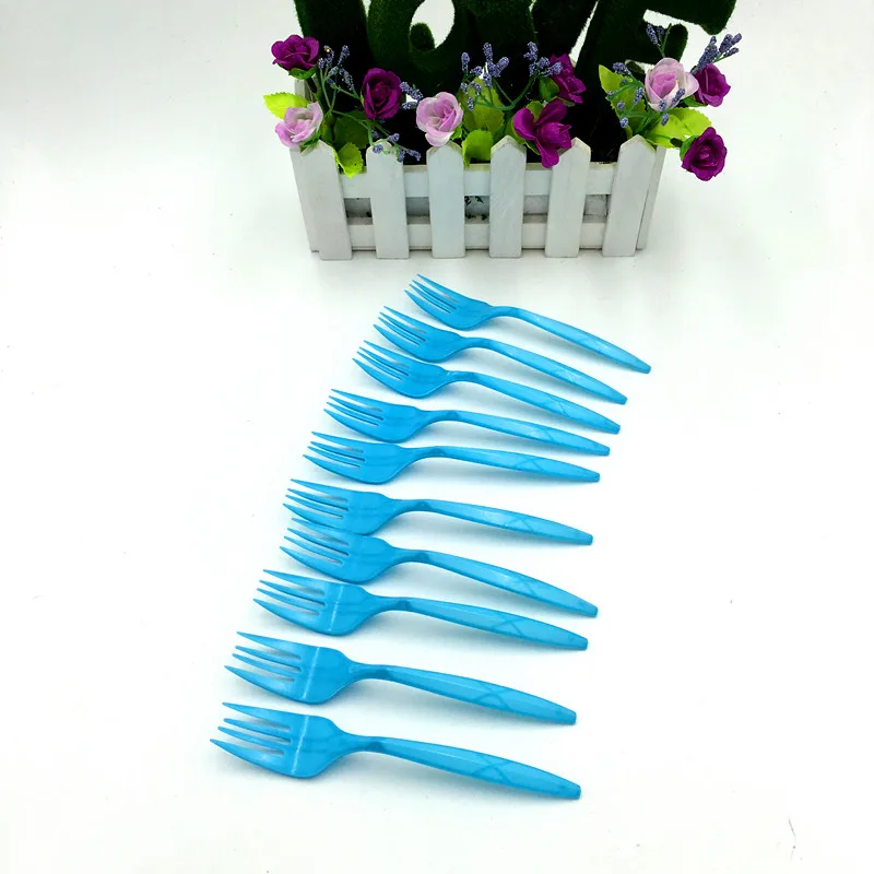 10 шт./лот одноцветные вилки одноразовые для дня рождения свадебные вечерние