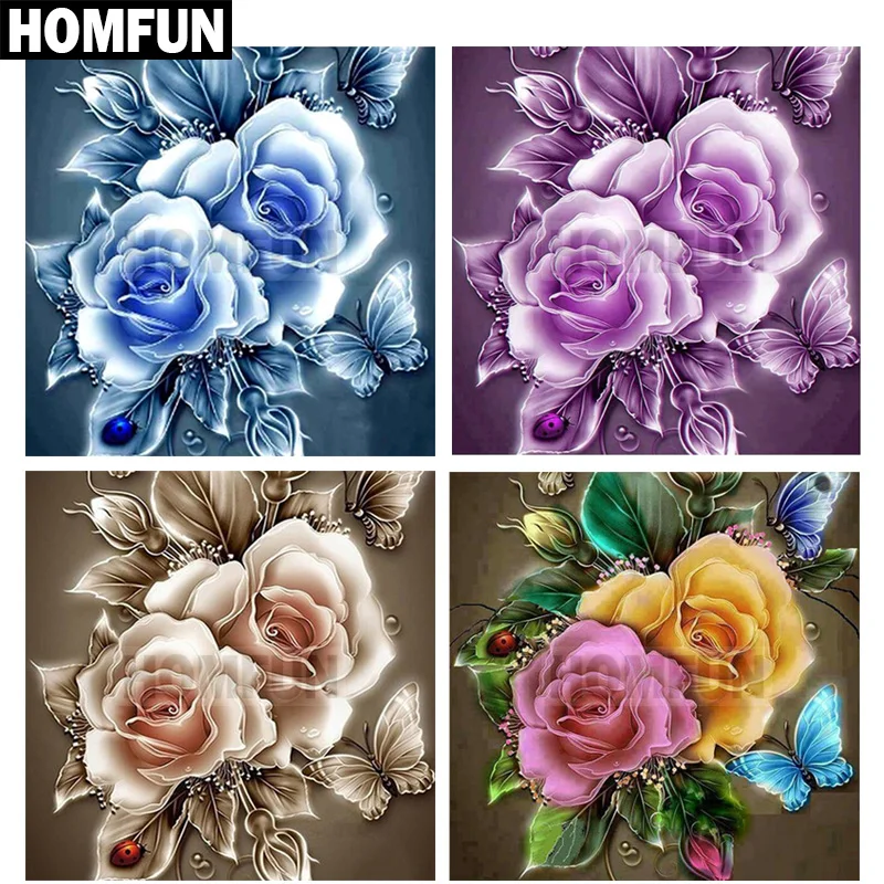 Алмазная 5D картина сделай сам HOMFUN вышивка с квадратными/круглыми стразами Роза и