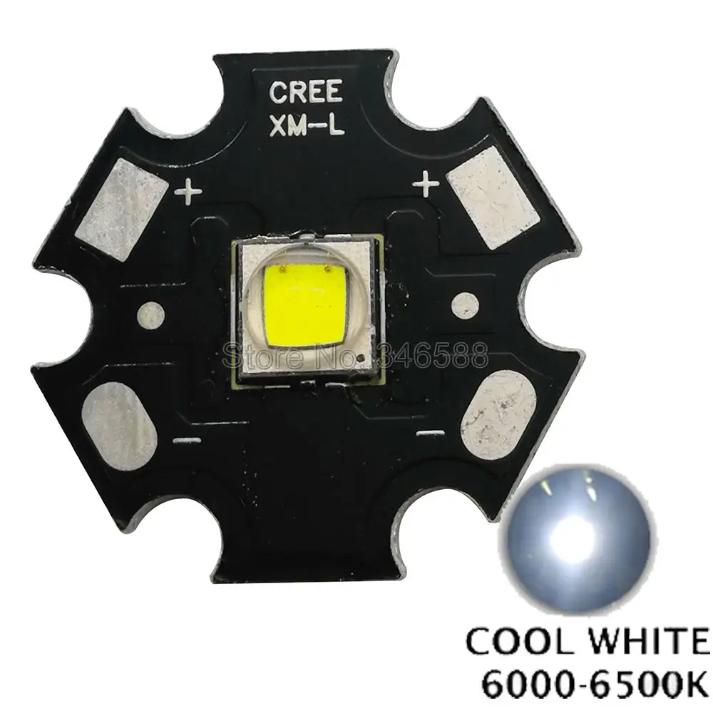 1x Cree XLamp XML2 XM-L2 T6 холодный белый нейтральный белый теплый белый королевский синий 10 Вт Высокая мощность светодиодный излучатель бисера 16 мм 20 мм Черный PCB - Испускаемый цвет: Cool White