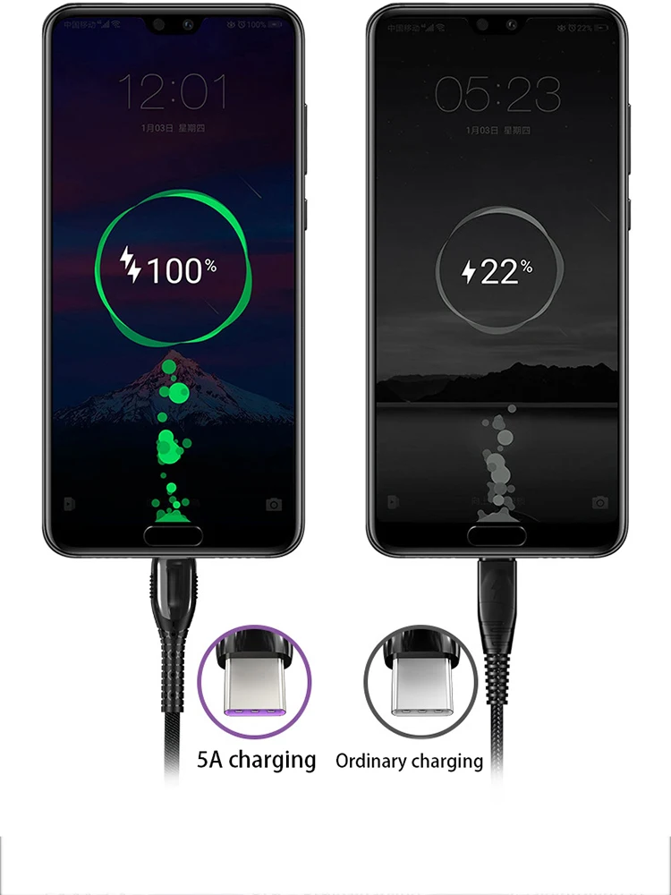 Кабель USB C type c 5A SuperCharge QC 3,0 кабель для быстрой зарядки для samsung S9 S10 huawei P20 P30 Pro Xiaomi 9 type c кабель