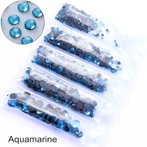 Aquamarine Стразы DMC с горячей фиксацией, 23 Цвета, SS6-SS30, 1200 шт., стразы для украшения свадебного платья B1262 - Цвет: Aquamarine