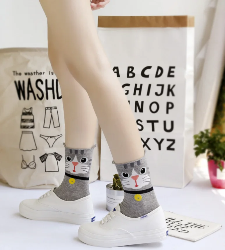 Магазин crazy fly хлопковые носки с рисунками животных милые женские зимние короткие